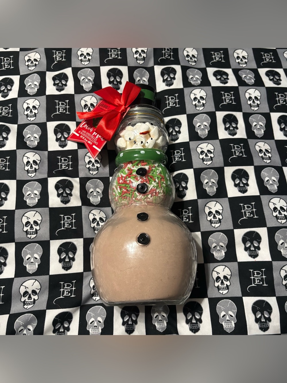 Snowman Hot Chocolate Kit Glass Jar Christmas Gift